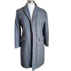 Vintage Wanko Gray Wool Blend Coat Size Large 38 Midi Length‎ Soft Luxe Jacket